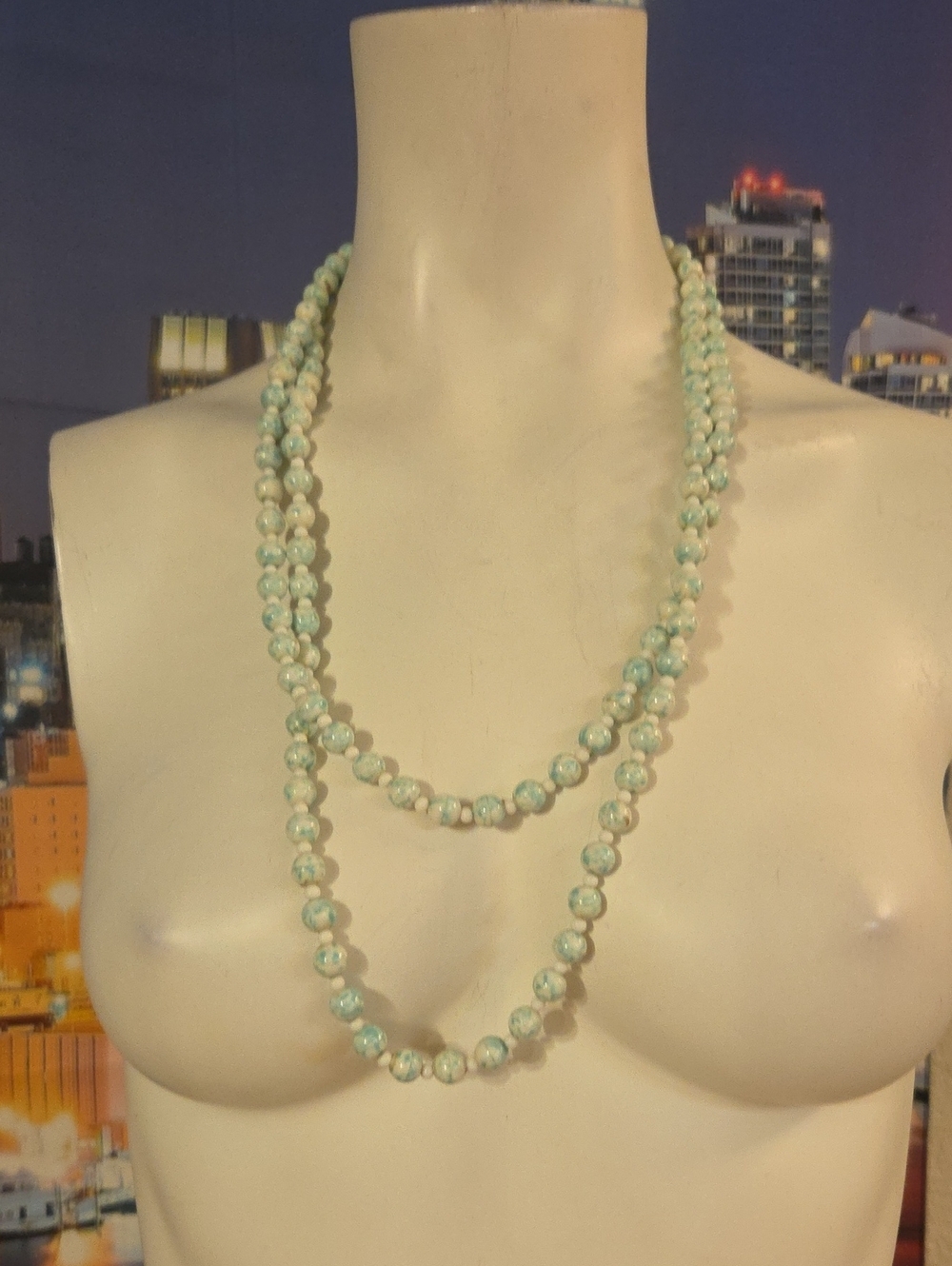 Elegant Pearl Strand Necklace with Rhinestone Pave Ball Clasp [1492]
